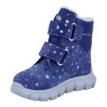 Siesta-Richter sötétkék csillagos 2 tépőzáras szőrme béléses sympatex (vízálló) velúr bőr kislány csizma