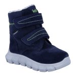 Siesta-Richter sötétkék-lime 2 tépőzáras szőrme béléses sympatex (vízálló) velúr bőr kisfiú csizma