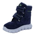 Siesta-Richter sötétkék-lime 2 tépőzáras szőrme béléses sympatex (vízálló) velúr bőr kisfiú csizma