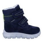 Siesta-Richter sötétkék-lime 2 tépőzáras szőrme béléses sympatex (vízálló) velúr bőr kisfiú csizma