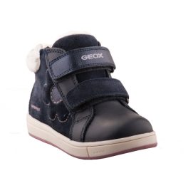 Geox Trottola Girl sötétkék 2 tépőzáras virág mintás bélelt Vízálló lány cipő   Geox Trottola Girl sötétkék 2 tépőzáras virág mintás bélelt Vízálló lány cipő