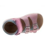 Siesta-Richter világoskék-babarózsaszín 2 csatos-tépőzáras virágos velúr bőr kislány szandál 