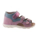 Siesta-Richter világoskék-babarózsaszín 2 csatos-tépőzáras virágos velúr bőr kislány szandál 
