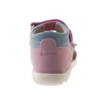 Siesta-Richter világoskék-babarózsaszín 2 csatos-tépőzáras virágos velúr bőr kislány szandál 