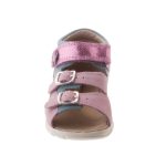 Siesta-Richter világoskék-babarózsaszín 2 csatos-tépőzáras virágos velúr bőr kislány szandál 