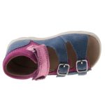 Siesta-Richter világoskék-rózsaszín-metál virágos 2 tépőzáras-csatos velúrbőr kislány szandál 