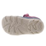 Siesta-Richter világoskék-rózsaszín-metál virágos 2 tépőzáras-csatos velúrbőr kislány szandál 