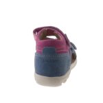 Siesta-Richter világoskék-rózsaszín-metál virágos 2 tépőzáras-csatos velúrbőr kislány szandál 