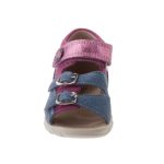 Siesta-Richter világoskék-rózsaszín-metál virágos 2 tépőzáras-csatos velúrbőr kislány szandál 