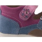 Siesta-Richter világoskék-rózsaszín-metál virágos 2 tépőzáras-csatos velúrbőr kislány szandál 