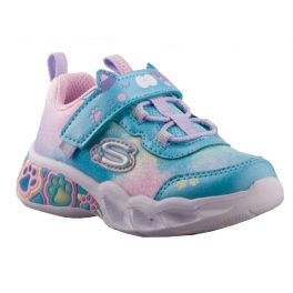 Skechers Pretty Paws kiscicás világítós tépőzáras/gumifűzős kék/rózsaszín kislány cipő   Skechers Pretty Paws kiscicás világítós tépőzáras/gumifűzős kék/rózsaszín kislány cipő