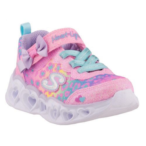 Skechers Heart Light Rainbow rózsaszín szivárványos szívecskés masnis villogós cipő