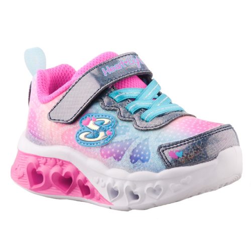 Skechers Simply Love világítós tépőzáras/gumis szivárványszínű rózsaszín/kék kislány cipő