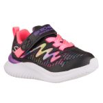 SKECHERS RADIANT SWIRL Memory foam tépőzáras-gumifűzős lány fekete-pink-lila vízlepergető gyerekcipő