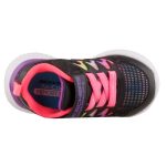 SKECHERS RADIANT SWIRL Memory foam tépőzáras-gumifűzős lány fekete-pink-lila vízlepergető gyerekcipő