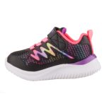 SKECHERS RADIANT SWIRL Memory foam tépőzáras-gumifűzős lány fekete-pink-lila vízlepergető gyerekcipő