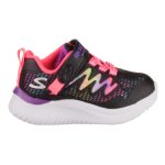 SKECHERS RADIANT SWIRL Memory foam tépőzáras-gumifűzős lány fekete-pink-lila vízlepergető gyerekcipő