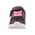 SKECHERS RADIANT SWIRL Memory foam tépőzáras-gumifűzős lány fekete-pink-lila vízlepergető gyerekcipő