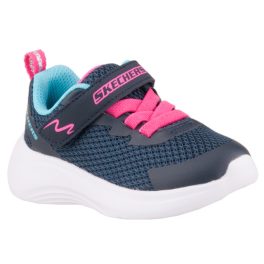 Skechers tépőzáras-gumifűzős sötétkék-pink mosógépben mosható lány gyerekcipő   Skechers tépőzáras-gumifűzős sötétkék-pink mosógépben mosható lány gyerekcipő