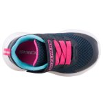 Skechers tépőzáras-gumifűzős sötétkék-pink mosógépben mosható lány gyerekcipő