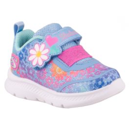 Skechers Comfy Flex tépőzáras kék-lila virágos lány gyerekcipő   Skechers Comfy Flex tépőzáras kék-lila virágos lány gyerekcipő