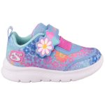 Skechers Comfy Flex tépőzáras kék-lila virágos lány gyerekcipő