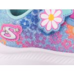 Skechers Comfy Flex tépőzáras kék-lila virágos lány gyerekcipő