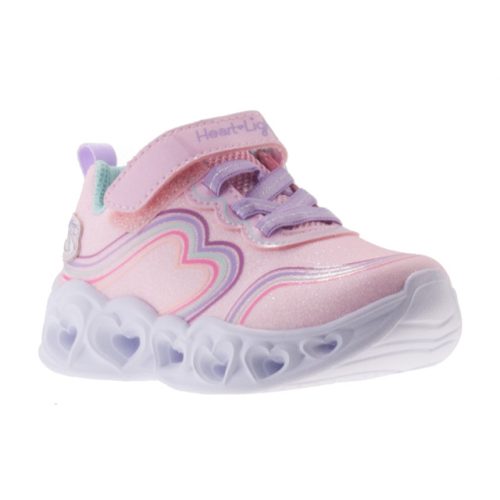 Skechers Retro hearts babarózsaszín szívecskés ledes világítós tépőzáras-gumifűzős kislány cipő
