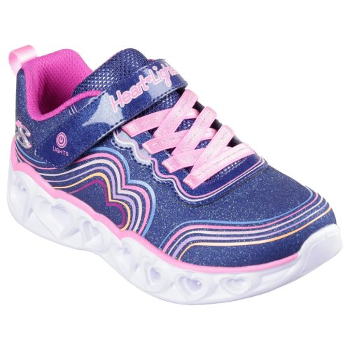 Skechers Retro hearts sötétkék csillámos szívecskés tépőzáras-gumifűzős kislány cipő