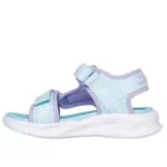 Skechers Sola glow sandal halvány kék-lila csillogós tépőzáras ledes világítós textil kislány gyermekszandál (303024L-LBLV)