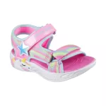 Skechers Dreamy unicorns pink-színes csillogós unikornisos tépőzáras ledes világítós textil kislány gyermekszandál (303107L-PKMT)