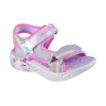 Skechers Dreamy unicorns lila-színes csillogós unikornisos tépőzáras ledes világítós textil kislány gyermekszandál (303107L-LVMT)