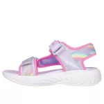 Skechers Dreamy unicorns lila-színes csillogós unikornisos tépőzáras ledes világítós textil kislány gyermekszandál (303107L-LVMT)