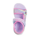 Skechers Dreamy unicorns lila-színes csillogós unikornisos tépőzáras ledes világítós textil kislány gyermekszandál (303107L-LVMT)