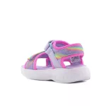 Skechers Dreamy unicorns levendula lila-színes csillogós unikornisos tépőzáras ledes világítós textil kislány gyermekszandál (303107N-LVMT)