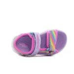 Skechers Dreamy unicorns levendula lila-színes csillogós unikornisos tépőzáras ledes világítós textil kislány gyermekszandál (303107N-LVMT)