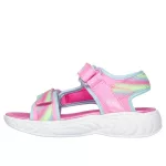 Skechers Dreamy unicorns pink-színes csillogós unikornisos tépőzáras ledes világítós textil kislány gyermekszandál (303107L-PKMT)