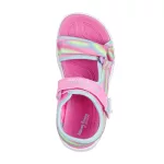 Skechers Dreamy unicorns pink-színes csillogós unikornisos tépőzáras ledes világítós textil kislány gyermekszandál (303107L-PKMT)