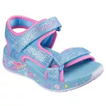 Skechers Mermaid Dreams Sandal kék-multi színes sellős 2 tépőzáras ledes világítós textil kislány gyermekszandál (303108L/BLMT)