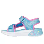Skechers Mermaid Dreams Sandal kék-multi színes sellős 2 tépőzáras ledes világítós textil kislány gyermekszandál (303108L/BLMT)
