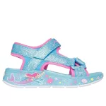 Skechers Mermaid Dreams Sandal kék-multi színes sellős 2 tépőzáras ledes világítós textil kislány gyermekszandál (303108L/BLMT)