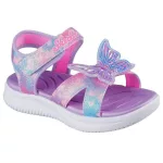 Skechers Butterfly brites lila-multi színes pillangós 1 tépőzáras ledes világítós szintetikus-textil kislány gyermekszandál (303109L/LVMT)