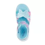 Skechers Butterfly brites kék-multi színes pillangós 1 tépőzáras ledes világítós szintetikus-textil kislány gyermekszandál (303109L/AQMT)