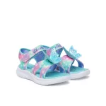 Skechers Butterfly brites kék-multi színes pillangós 1 tépőzáras ledes világítós szintetikus-textil kislány gyermekszandál (303109L/AQMT)