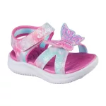 Skechers Butterfly brites pink-színes pillangós tépőzáras ledes világítós textil kislány gyermekszandál (303109N-PKMT)