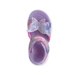 Skechers Butterfly brites lila-színes pillangós tépőzáras ledes világítós textil kislány gyermekszandál (303109N/LVMT)