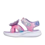 Skechers Butterfly brites lila-színes pillangós tépőzáras ledes világítós textil kislány gyermekszandál (303109N/LVMT)