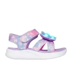 Skechers Butterfly brites lila-színes pillangós tépőzáras ledes világítós textil kislány gyermekszandál (303109N/LVMT)