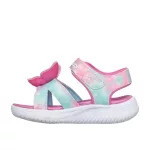 Skechers Butterfly brites pink-színes pillangós tépőzáras ledes világítós textil kislány gyermekszandál (303109N-PKMT)