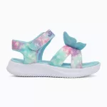 Skechers Butterfly brites kék-színes pillangós tépőzáras ledes világítós textil kislány gyermekszandál (303109N/AQMT)